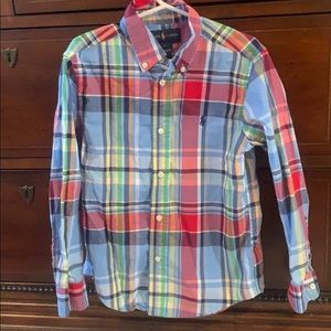Boys blue plaid Ralph Lauren button down size 6
